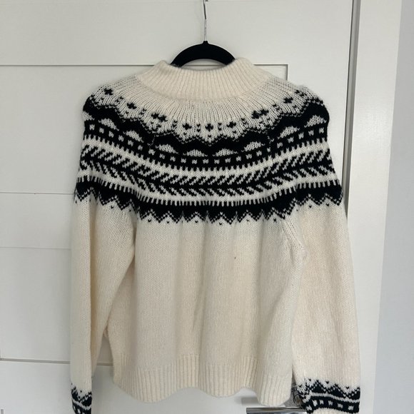 Abercrombie Cable Mock Neck Fair Isle Sweater Women's Size Medium - Picture 3 of 4